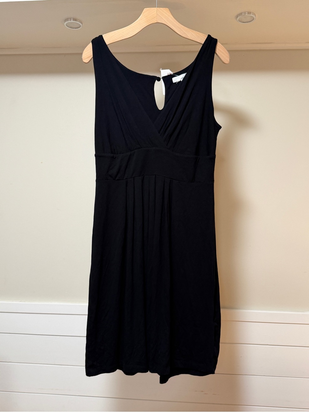 NWT Lucy & Laurel Classic Black Sleeveless V-Neck Dress
